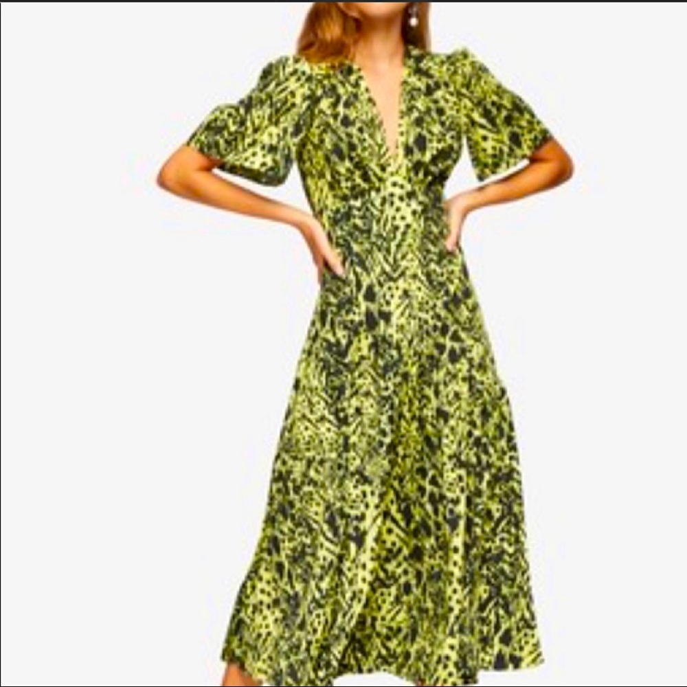 TopShop Neón Green and Black Dress US 4